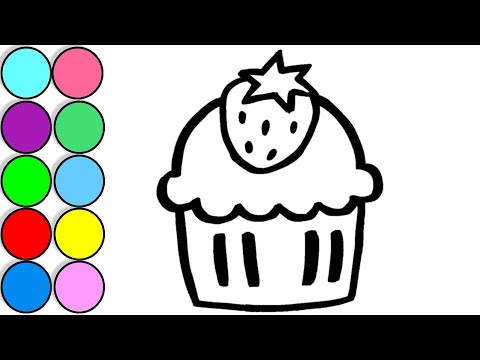 キラキラでカラフルなカップケーキです イラスト ぬりえ 絵の具 Youtube