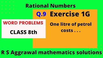 Q 9, Exercise 1G, Word Problems , Chapter 1 Rational Numbers, Class 8th, R S Aggrawal Math Solutions