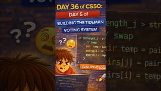 Day 36 of CS50: Day 5 of Building the Tideman Voting System 🚀 #shorts #youtubeshorts