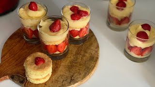 تحلية أو دسير سريع بالفريز verrines au fraise et crème pâtisserie مع جنواز سريع