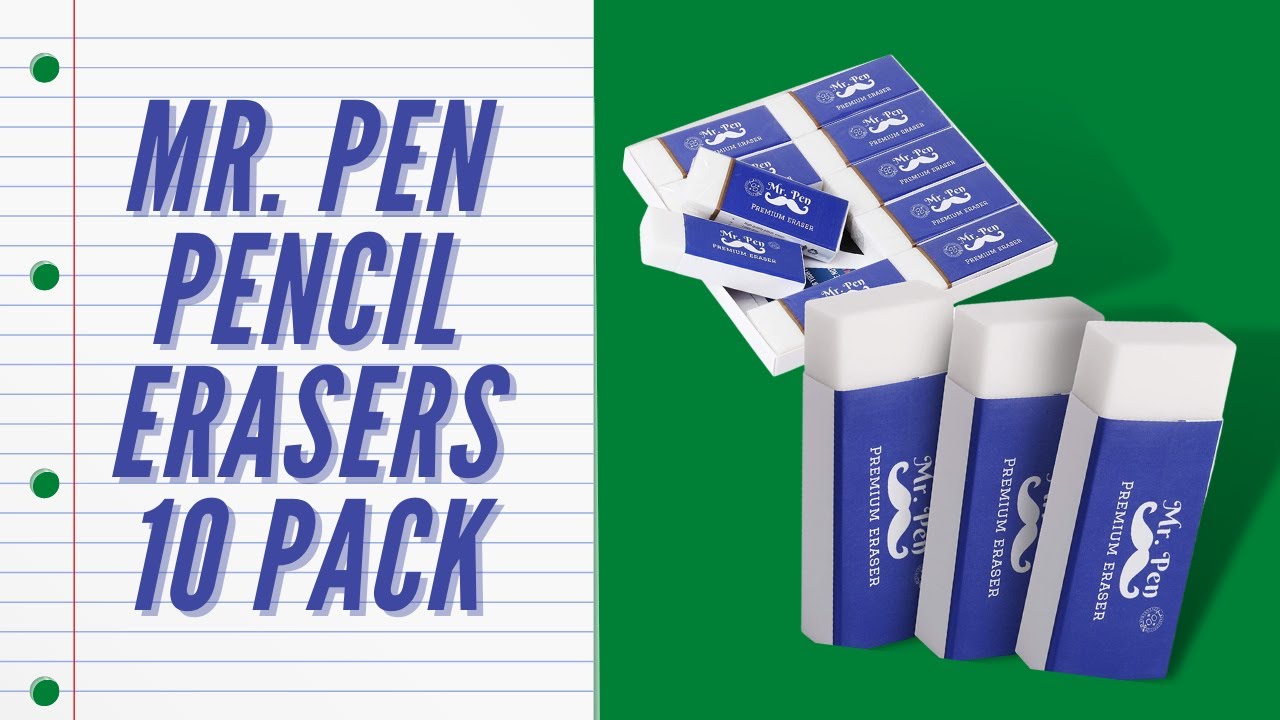 Mr. Pen Pencil Erasers White Large Pack of 10