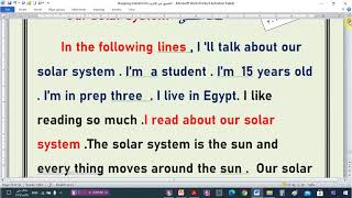 براجراف عن “Our solar system “نظامنا الشمسى للصف الثالث الاعدادى ترم ثانى