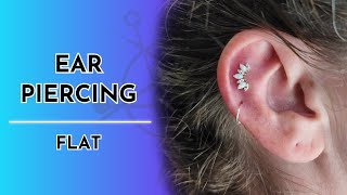 Ear Piercing Flat 14K Gold W Cz White Opal