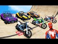 Team Spider-Man VS Team Venom | Off Road Vehicle Wipeout Obstacle RAMP CHALLENGE #5 (Funny Contest)