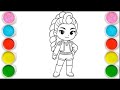 Cute K pop Rumi Drawing for kids, Painting & Coloring for kids, Toddlers | Let's Draw Together
