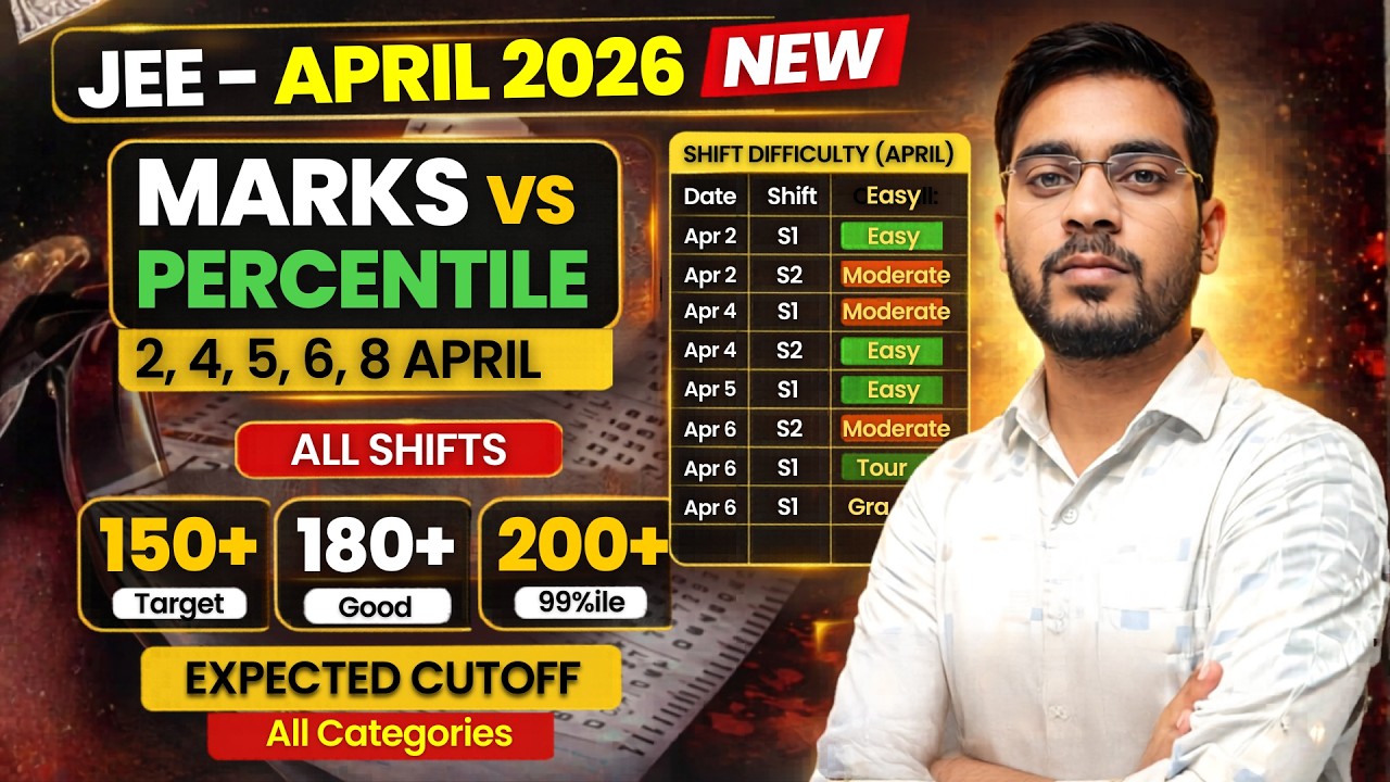 Marks Vs Percentile JEE Mains 2026 April Attempt | 2, 4, 5, 6 & 8 April ...