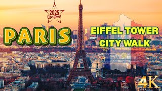 Christmas in Paris|Seine River to Eiffel Tower City Walk in 4K| Amazing Ambience Awesome Visuals| 🇫🇷