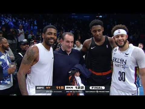 Coach K greeted by former Duke stars Kyrie irving, Seth Curry & RJ Barrett | NBA on ESPN