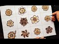 How to: 12 Different Mehndi Flowers / 12 different henna flowers for beginners / Learn with Thouseen