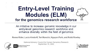 Concept Clearance: Entry Level Training Modules (ELM) PAR - Renee Rider