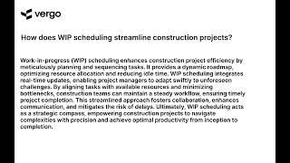 Famous Optimizing Construction: Unraveling the Efficiency of WIP Scheduling Wealth