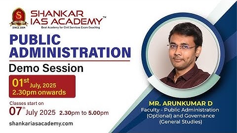 Public Administration Optional Demo Class by Mr. Arun Kumar D | UPSC 2025 | Shankar IAS Academy