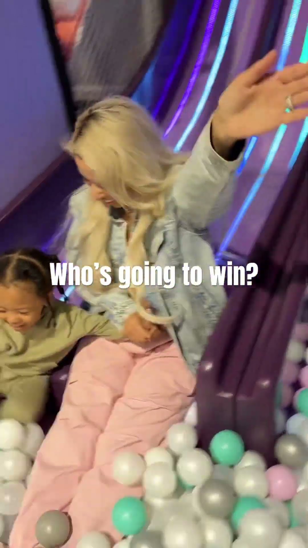 Race down the led slide to see who wins and this happens…