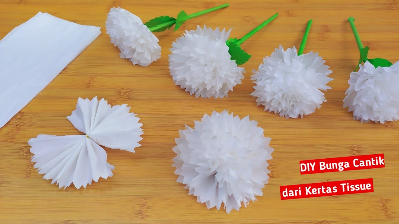 Membuat Bunga Cantik dari Kertas Tisu || DIY Bunga Hias Mudah dari Tisu Wajah || SBDP Kelas 2 Tema 6
