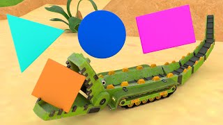 AnimaCars - Discover the Shapes with Trackodile - Learning cartoons for kids with trucks &amp; animals
