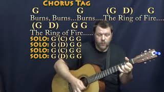 Ring of Fire Johnny Cash Guitar Cover Lesson in G with ChordsLyrics D DU U DU