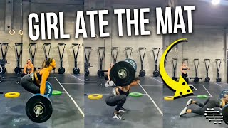 Girl Rushes Over to Another Who Attempted to Weightlift and Ate the Mat Instead