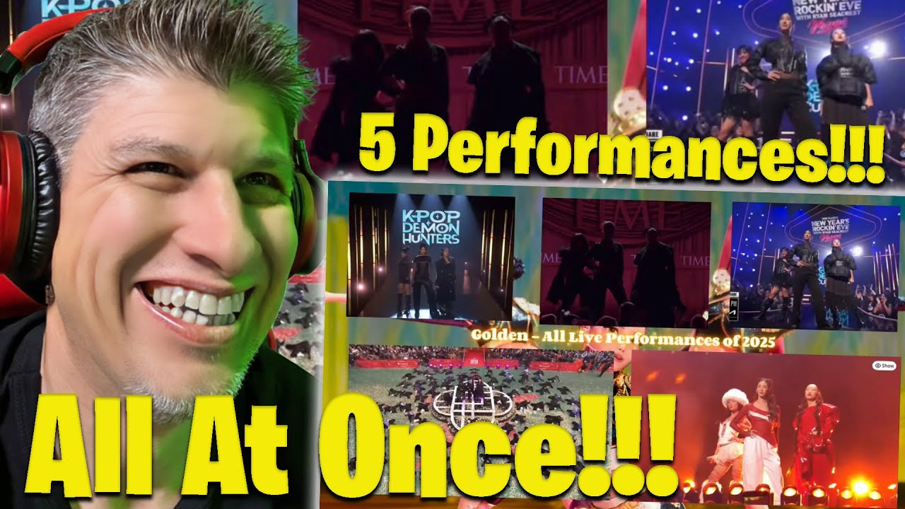 Huntrix Performance HUNTRIX - GOLDEN - 5 Live Performances at One Time REACTION - YouTube