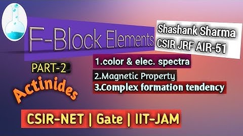 Actinides|Color & elec. Spectra|Mag property|Complex formation| CSIR-NET|GATE|IIT-JAM