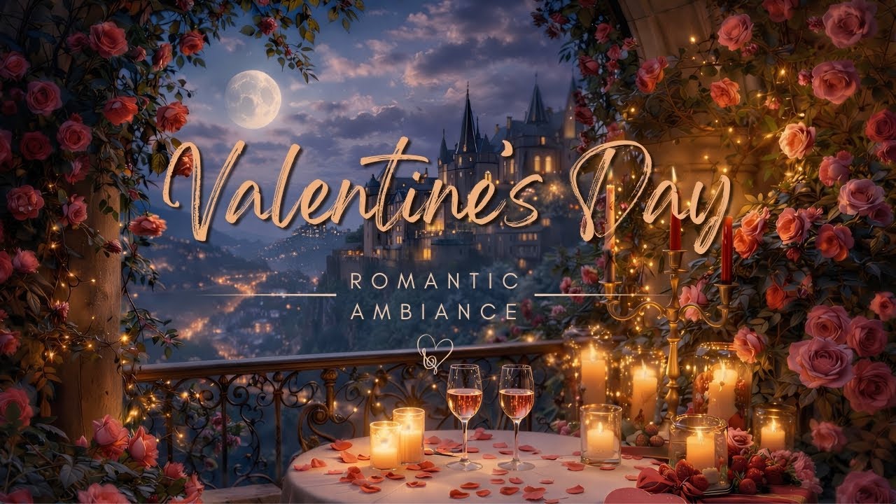 Valentine’s Day Romantic Ambience 💘 | Soft Romantic Music & Night Sounds (4K)