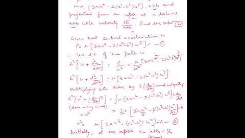 1997 2008 CENTRAL ORBIT 12B DYNAMICS A PARTICLE MOVES UNDER A FORCE