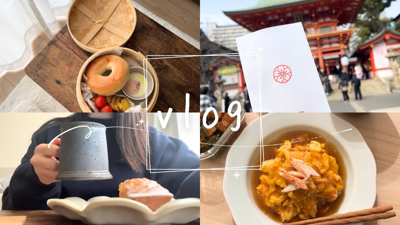 vlog│働いて、遊んで、よく食べる社会人の日常🥐☕カバンの中身、ベーカリーと焼き菓子とコーヒーと、厚揚げの角煮風、かにたま、初めてのフェイラー、手長時間