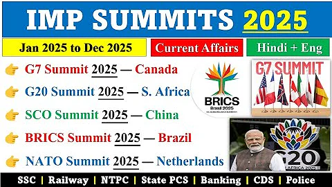 SUMMIT 2025 CURRENT AFFAIRS | IMPORTANT SUMMITS 2025 CURRENT AFFAIRS | SUMMITS & CONFERENCES 2025