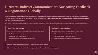 7. Direct vs Indirect Communications:Navigating feedback and Negotiations globally