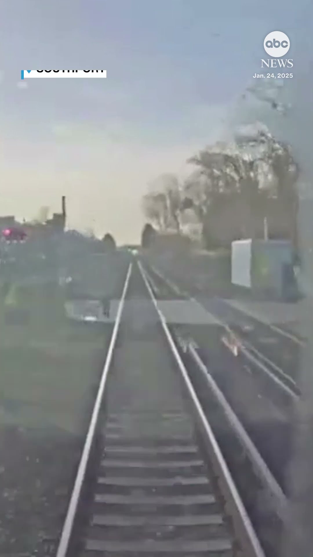 Woman has heart-stopping near miss on British level crossing - ABC News