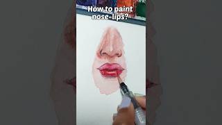 how to paint nose-lips.  #shorts #watercolorpainting