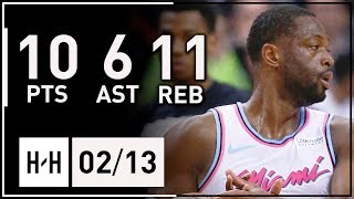 Dwyane Wade Full Highlights Heat vs Raptors (2018.02.13) - 10 Pts, 11 Reb, 6 Assists