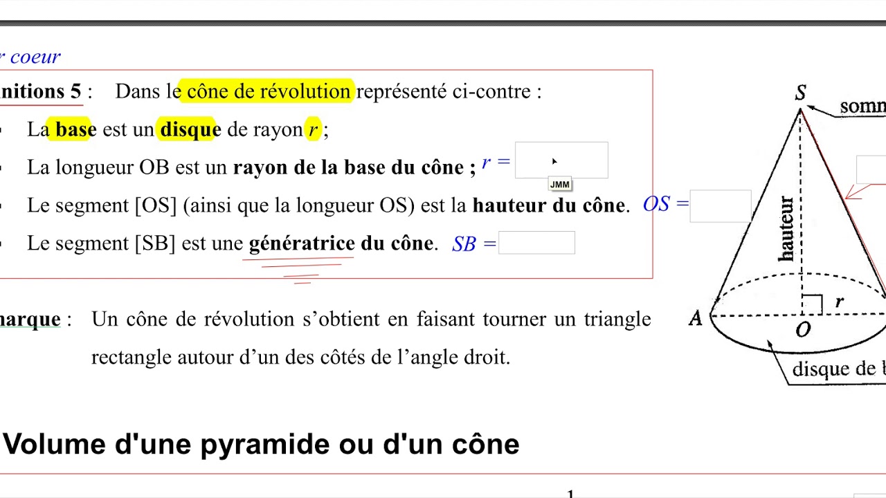 4eme Pyramides et Cônes - III. Cône de révolution - YouTube