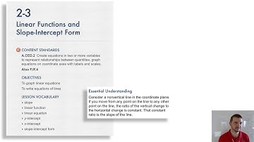 Algebra 2 2-3 Linear Functions and Slope-Intercept Form: Introduction and Solve It!