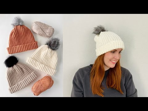 Easy Crochet Cotton Pom Pom Beanies 