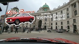 Match Highlights 20-Minute December Drive Through Vienna, Austria City Center in a Vintage Alfa Romeo, pure car sound