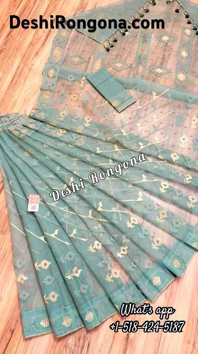 Sage green Jamdani #deshirongona #dhakaijamdani #jamdnaiusa #dhakaisaree
