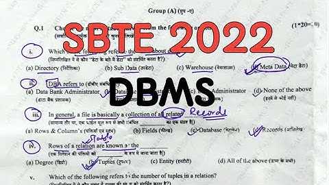 DBMS 2022 SBTE QUESTION II MCQ SOLUTION II