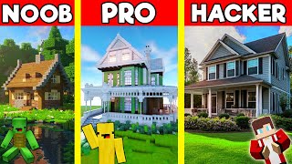 AMERICAN House Build Battle In Minecraft - NOOB VS PRO CHALLENGE - Maizen Mizen Mazien Parody