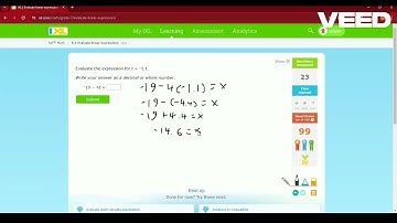 Arya Rajesh-World 1-1 IXL SAT Math Evaluate Linear Expressions