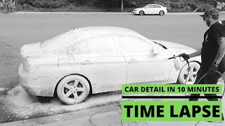 4 HOUR CAR DETAIL IN 10 MINUTES! (TIME LAPSE) | PRESSURE WASHING & SATISFYING ASMR BMW CAR WASH