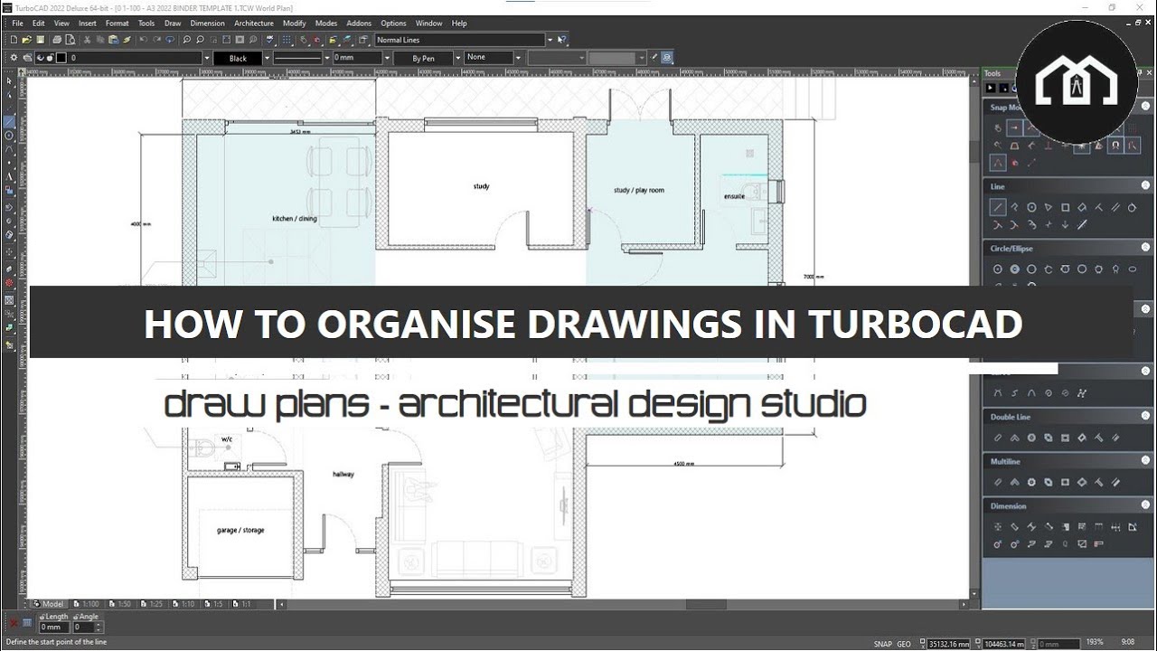 TurboCAD - How To Organise Drawings in Model Space - Save Loads of Time by Organising How Your Work
