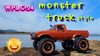 WPL C24、ボディの塗装その②、モントラスタイル。WPL C24, body painting part 2, monster truck style.