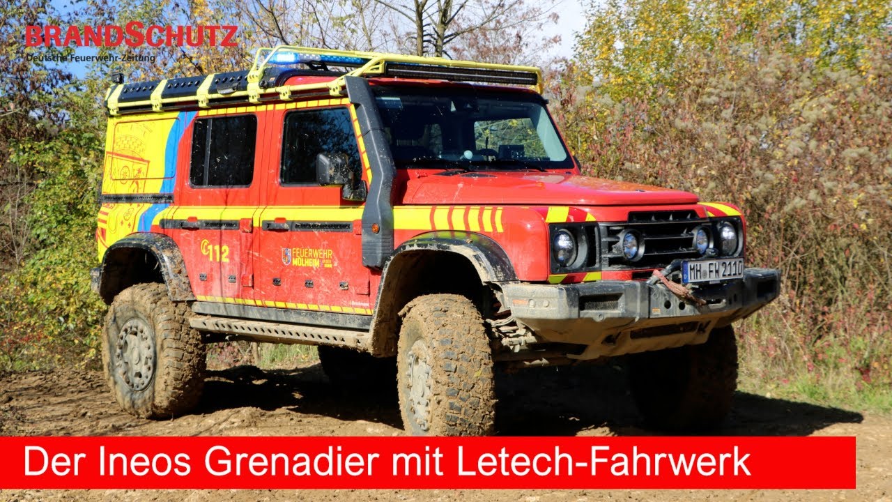 Im Gelände: Der Ineos Grenadier mit Letech-Fahrwerk der Feuerwehr Mühlheim an der Ruhr