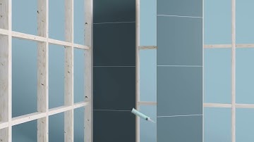 05. Installing the first Fibo panel from the corner with a two piece corner profile