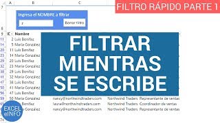 Filter rows while typing  Quick filter in Excel  Part 1 @EXCELeINFO