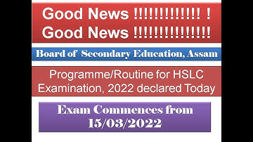 Assam HSLC Exam Routine 2022 | Assam HSLC Exam Date 2022 | Assam HSLC Exam Programme 2022