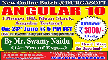 ANGULAR 10 Online Training @ DURGASOFT