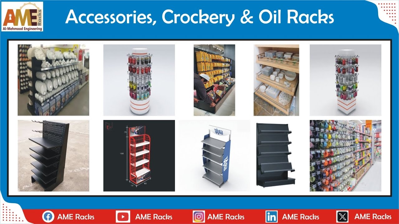 Accessories, Crockery & Oil Shop Racks AME Racks in Gujranwala