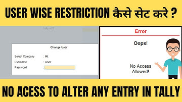 User wise security control in Tally ERP9 | user wise security control