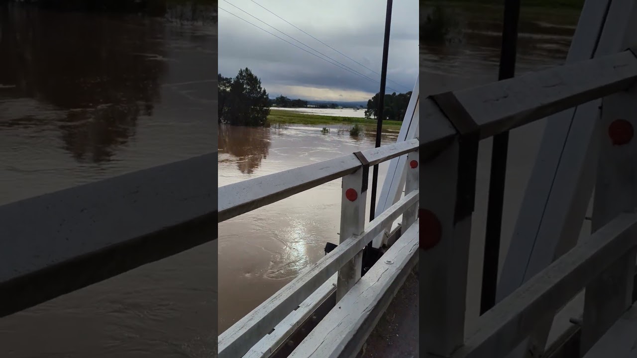 Major flooding shown from the Morpeth Bridge NSW 23 May 2025